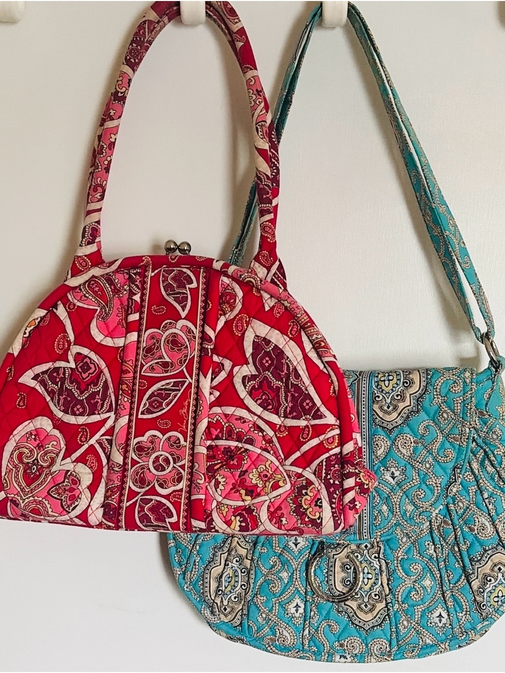 Vera Bradley 2 Bag Bundle Quilted Paisley Shoulder Bag & Kisslock Purse